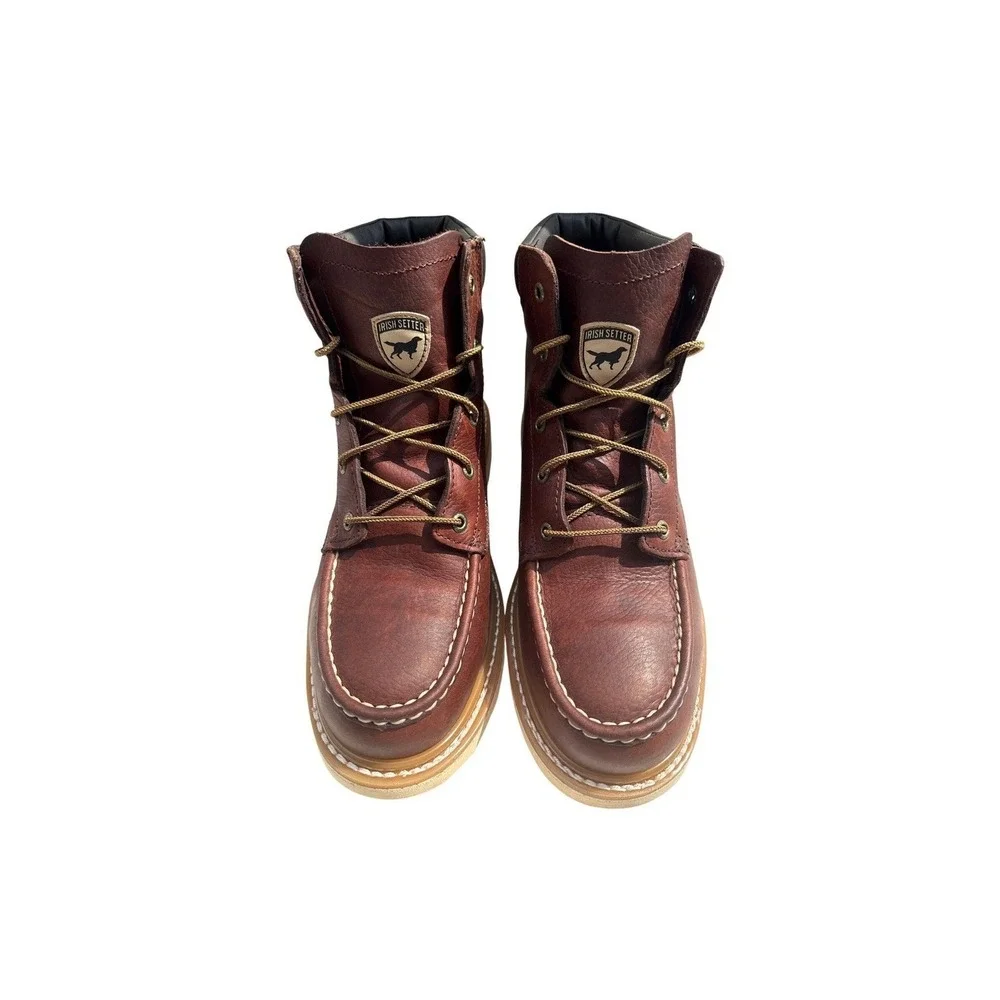 Irish Setter Ashby 83606 Mens‎ 9.5 D Brown Leather Moc Toe Wedge Work Boots